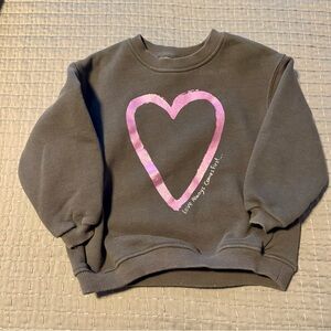 Zara Kids Heart Graphic Sweatshirt - Dark Gray